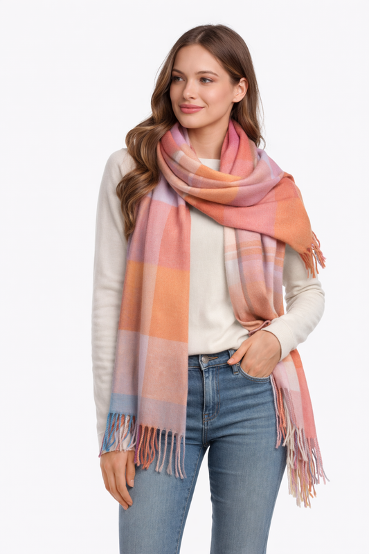 Γυναικείο Καρό Κασκόλ από Κασμίρ 200×70 εκ. – Ζεστό & Πολυτελές