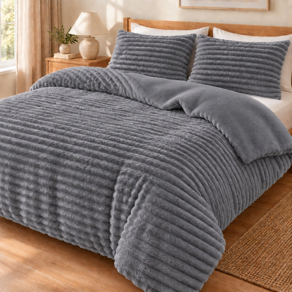 Κουβερτοπάπλωμα ριγέ Extra Soft – Γκρι