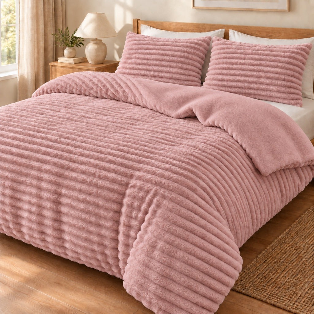 Κουβερτοπάπλωμα ριγέ Extra Soft – Ροζ Πούδρα