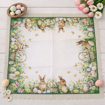 Πασχαλινό Καρέ 85x85 & Τραβέρσα 35x180 Λινό Αλέκιαστο – Πασχαλινή Διακόσμηση ΤραπεζιούlALL4MYHOME