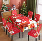 Χριστουγεννιάτικο Σετ Τραπεζαρίας – 6 Ελαστικά Καλύμματα Καρεκλών + Αλεκιαστο Τραπεζομάντηλο 150x220