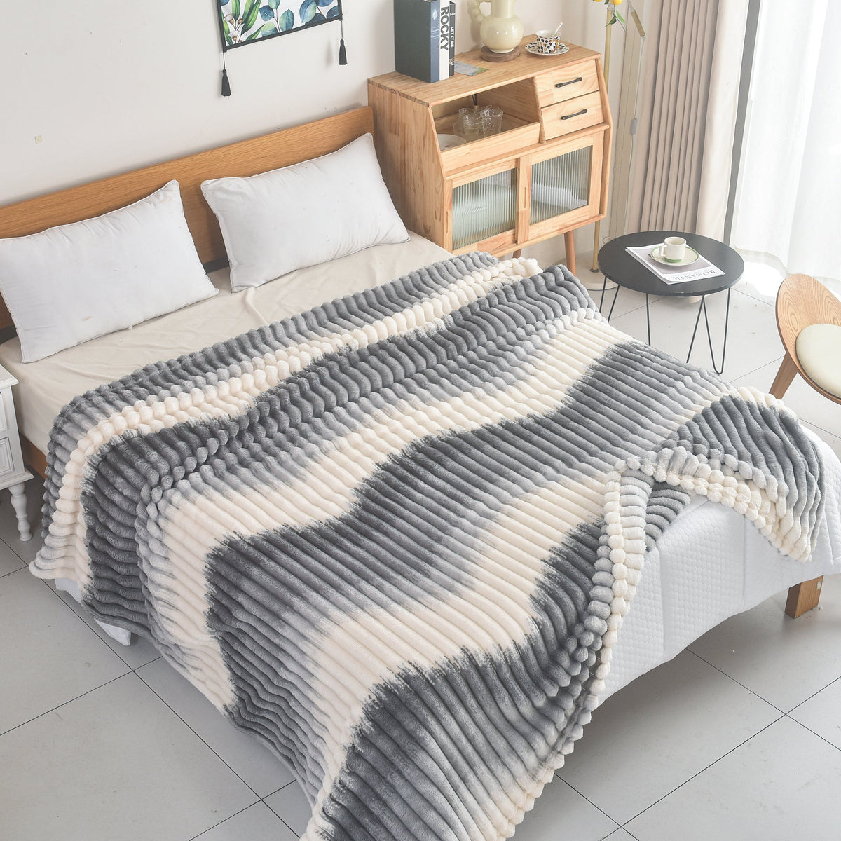 Cozy Δίχρωμη Ριγέ Κουβέρτα 160×240 εκ – Ιδανική για Κάθε Εποχή/ALL4MYHOME