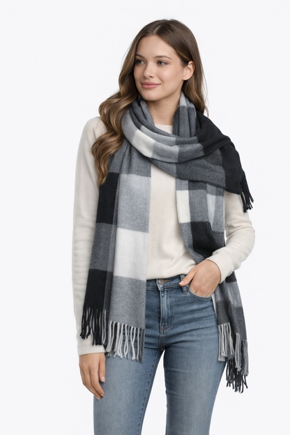 Γυναικείο Καρό Κασκόλ από Κασμίρ 200×70 εκ. – Ζεστό & Πολυτελές