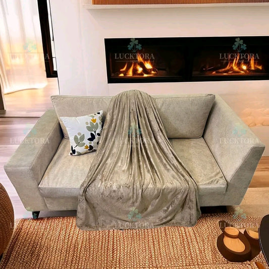 Υπέρδιπλη Μονόχρωμη Κουβέρτα Fleece με Ανάγλυφα Χριστουγεννιάτικα Σχέδια 220×240