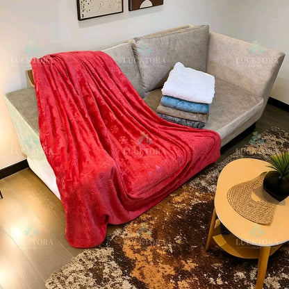 Υπέρδιπλη Μονόχρωμη Κουβέρτα Fleece με Ανάγλυφα Χριστουγεννιάτικα Σχέδια 220×240