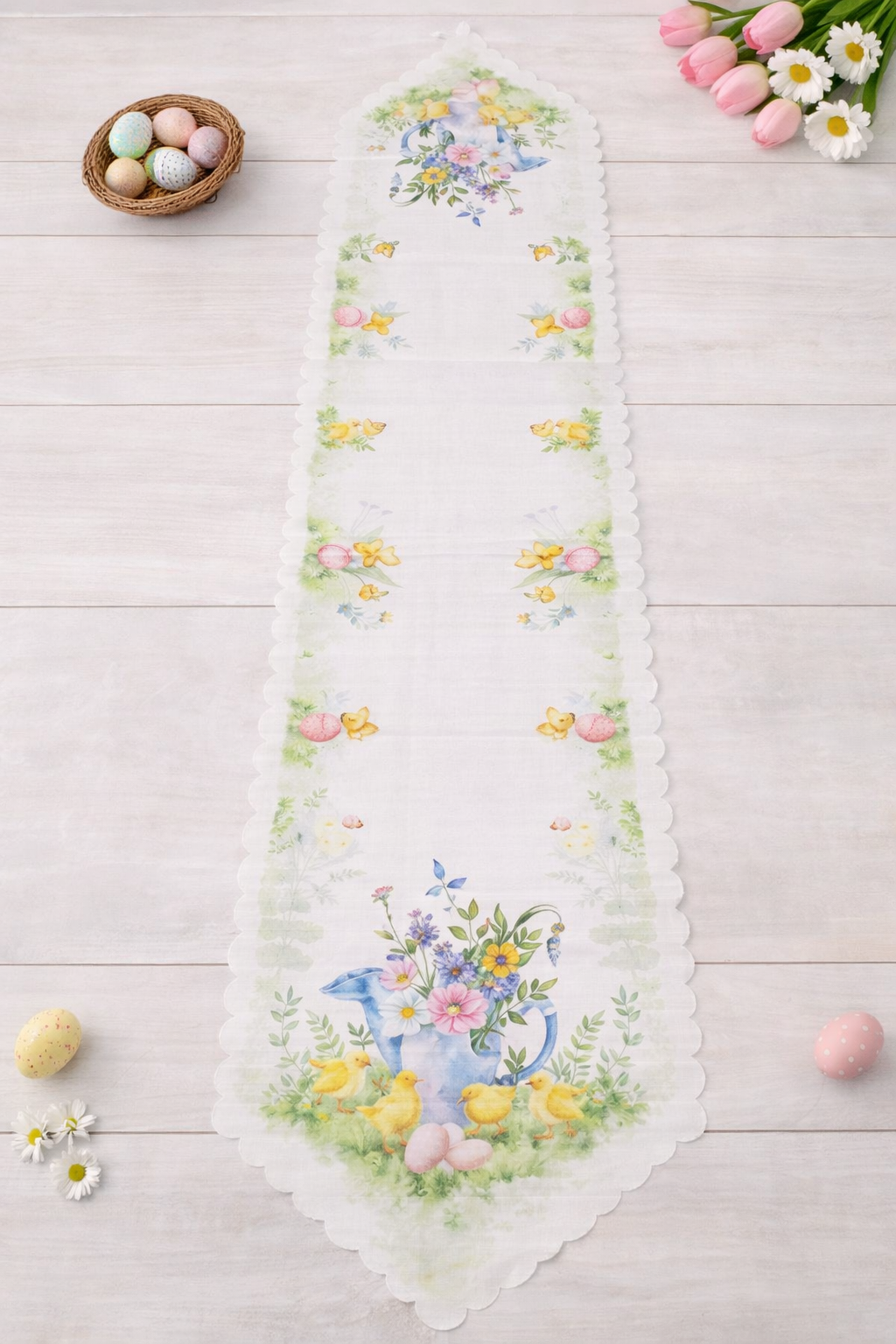 Πασχαλινό Καρέ 85x85 & Τραβέρσα 35x180 Λινό Αλέκιαστο – Πασχαλινή Διακόσμηση ΤραπεζιούlALL4MYHOME