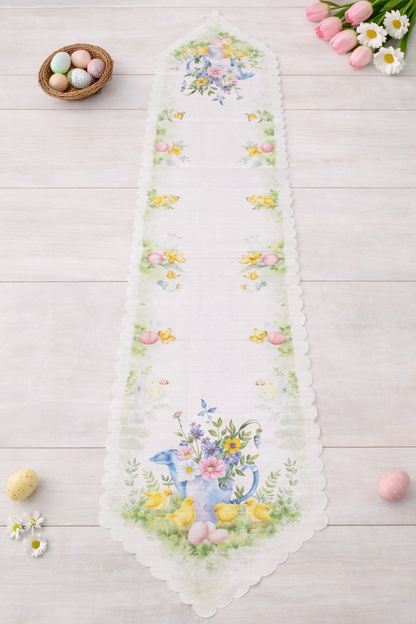 Πασχαλινό Καρέ 85x85 & Τραβέρσα 35x180 Λινό Αλέκιαστο – Πασχαλινή Διακόσμηση ΤραπεζιούlALL4MYHOME