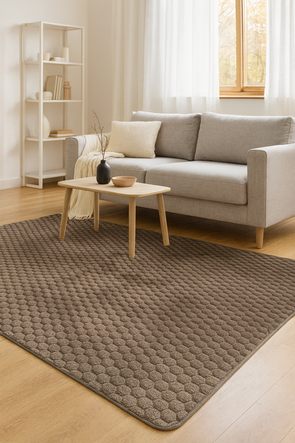 Μοντέρνο Χαλί Σαλονιού 120×180 cm – Minimal Σχέδιο σε Ροζ, Γκρι, Καφέ, Ανθρακί & Μπεζ