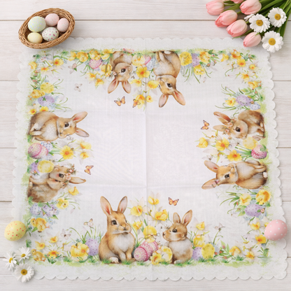 Πασχαλινό Καρέ 85x85 & Τραβέρσα 35x180 Λινό Αλέκιαστο – Πασχαλινή Διακόσμηση ΤραπεζιούlALL4MYHOME