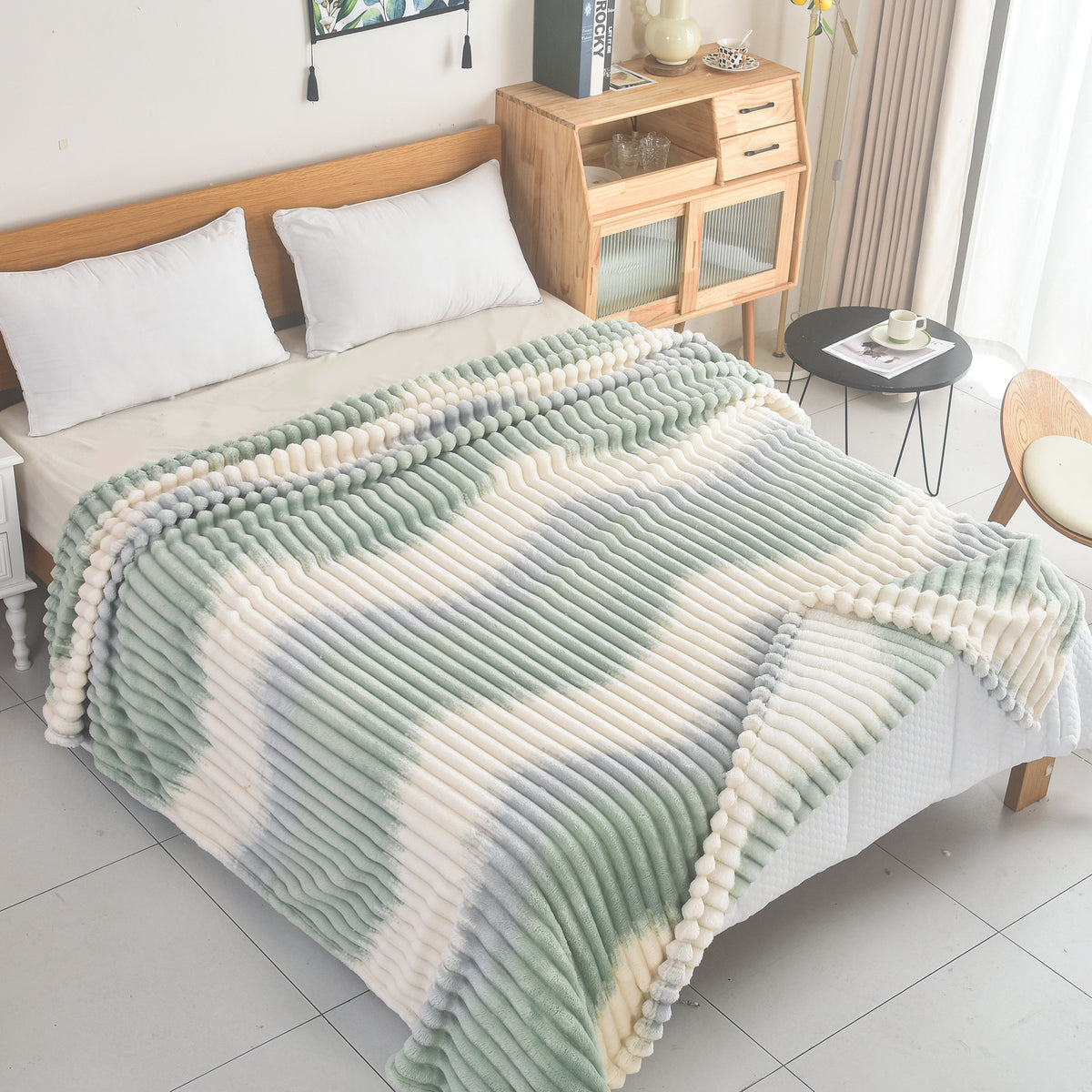 Cozy Δίχρωμη Ριγέ Κουβέρτα 160×240 εκ – Ιδανική για Κάθε Εποχή/ALL4MYHOME