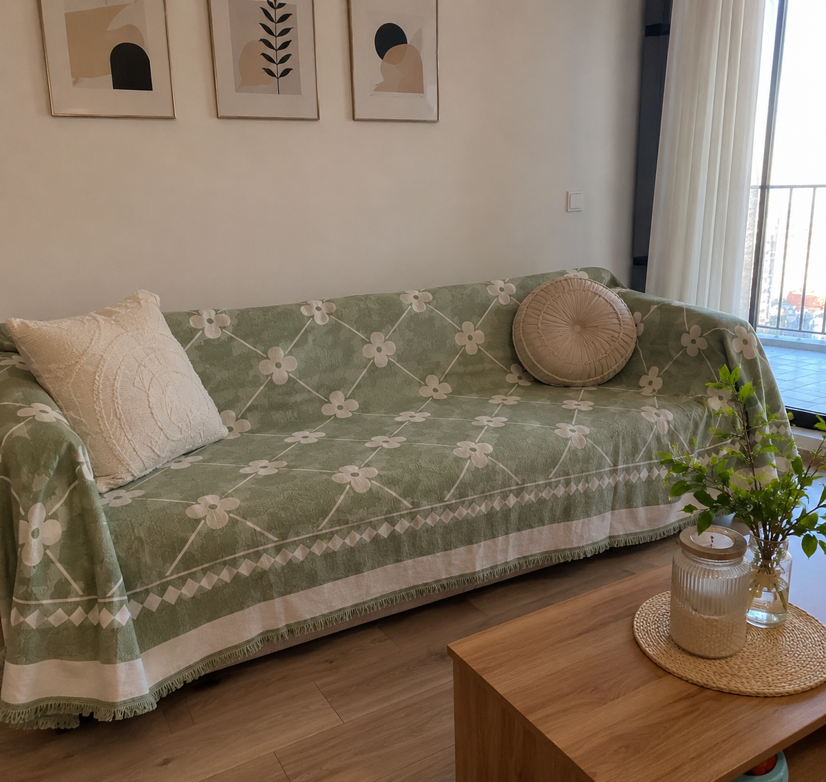Ριχτάρι Chenille καναπέ με κρόσσια και πυκνή ύφανση