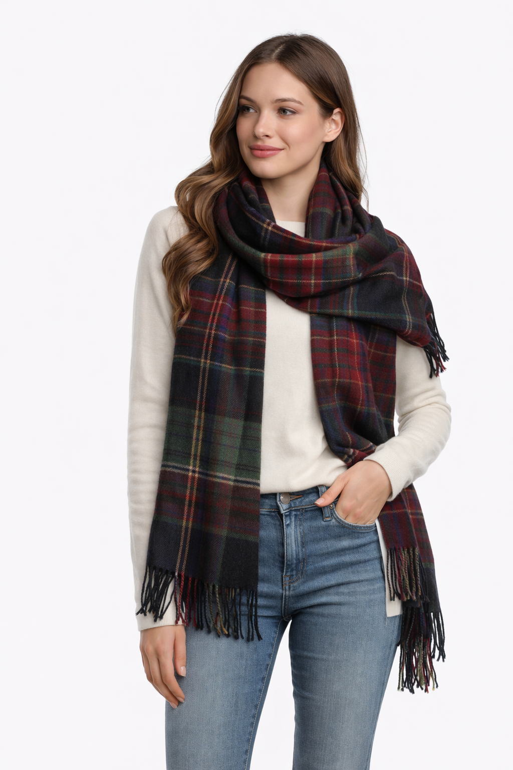 Γυναικείο Καρό Κασκόλ από Κασμίρ 200×70 εκ. – Ζεστό & Πολυτελές