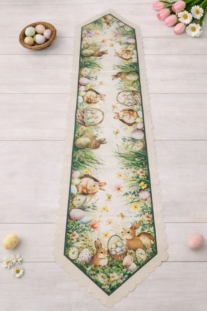 Πασχαλινό Καρέ 85x85 & Τραβέρσα 35x180 Λινό Αλέκιαστο – Πασχαλινή Διακόσμηση ΤραπεζιούlALL4MYHOME