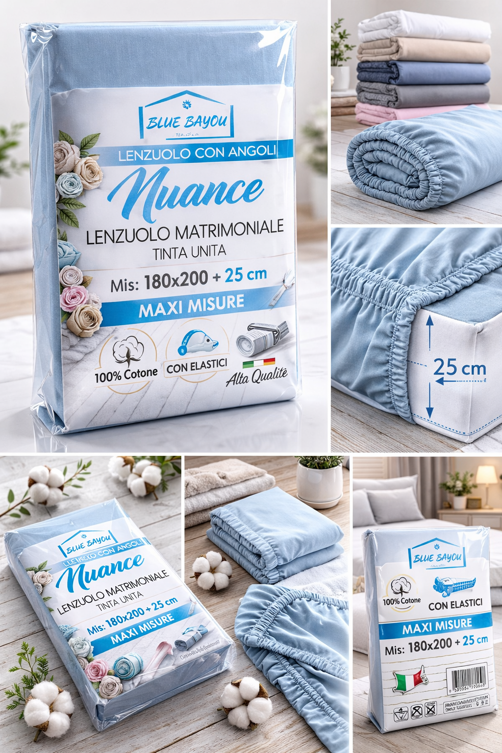 Σεντόνι Υπέρδιπλο με Λάστιχο στις Γωνίες Nuance – 180x200+25cm (100% Βαμβάκι)