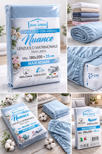 Σεντόνι Υπέρδιπλο με Λάστιχο στις Γωνίες Nuance – 180x200+25cm (100% Βαμβάκι)