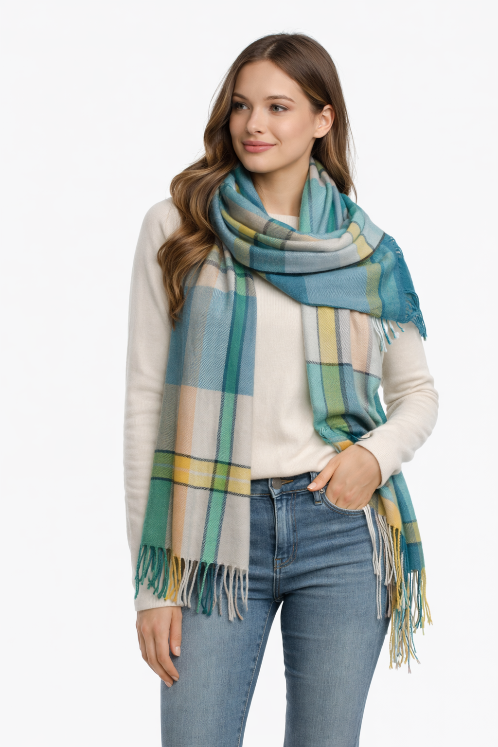 Γυναικείο Καρό Κασκόλ από Κασμίρ 200×70 εκ. – Ζεστό & Πολυτελές