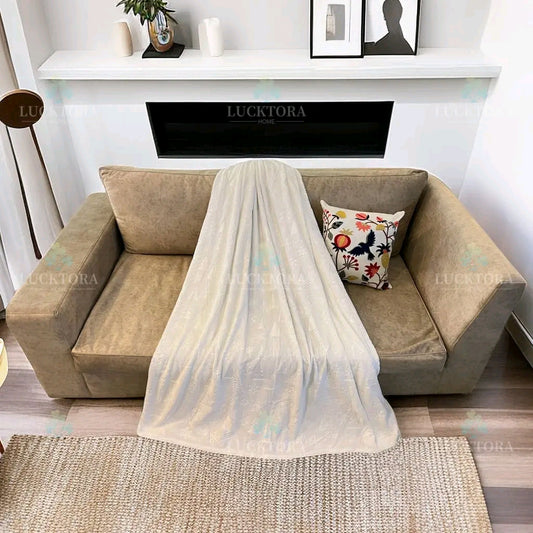 Υπέρδιπλη Μονόχρωμη Κουβέρτα Fleece με Ανάγλυφα Χριστουγεννιάτικα Σχέδια 220×240