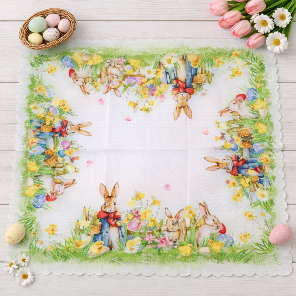 Πασχαλινό Καρέ 85x85 & Τραβέρσα 35x180 Λινό Αλέκιαστο – Πασχαλινή Διακόσμηση ΤραπεζιούlALL4MYHOME