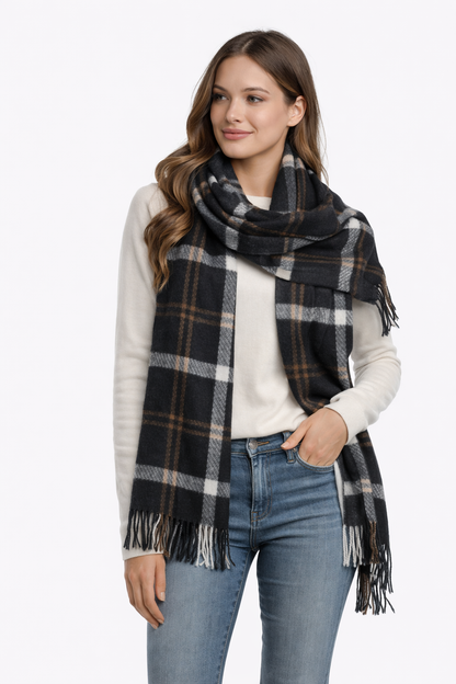 Γυναικείο Καρό Κασκόλ από Κασμίρ 200×70 εκ. – Ζεστό & Πολυτελές