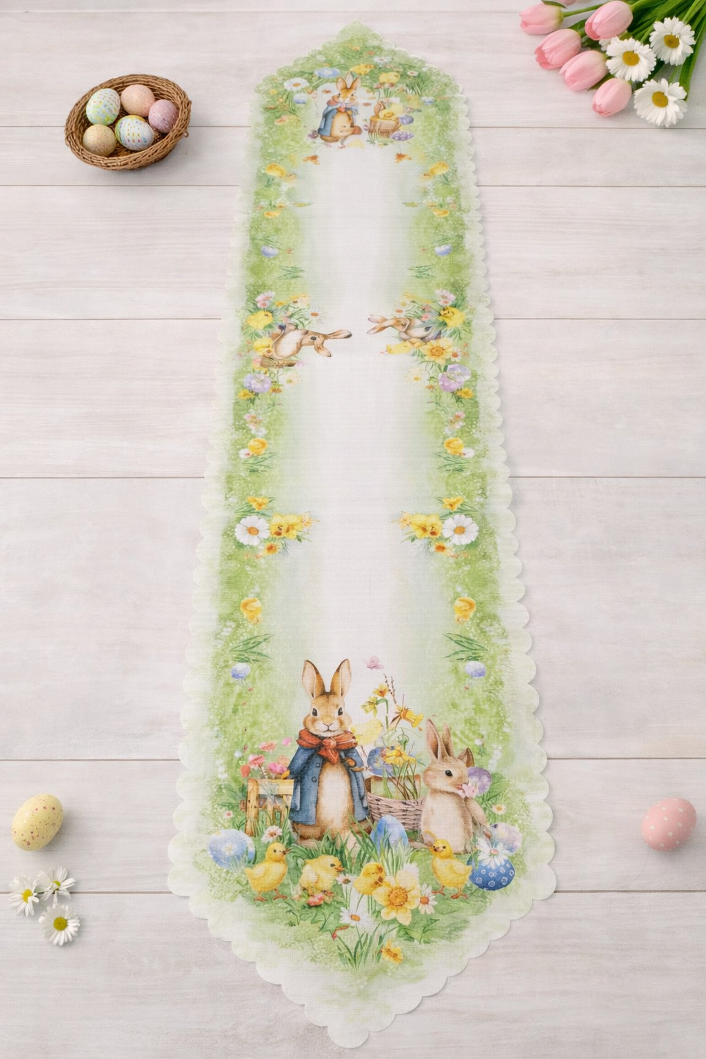 Πασχαλινό Καρέ 85x85 & Τραβέρσα 35x180 Λινό Αλέκιαστο – Πασχαλινή Διακόσμηση ΤραπεζιούlALL4MYHOME