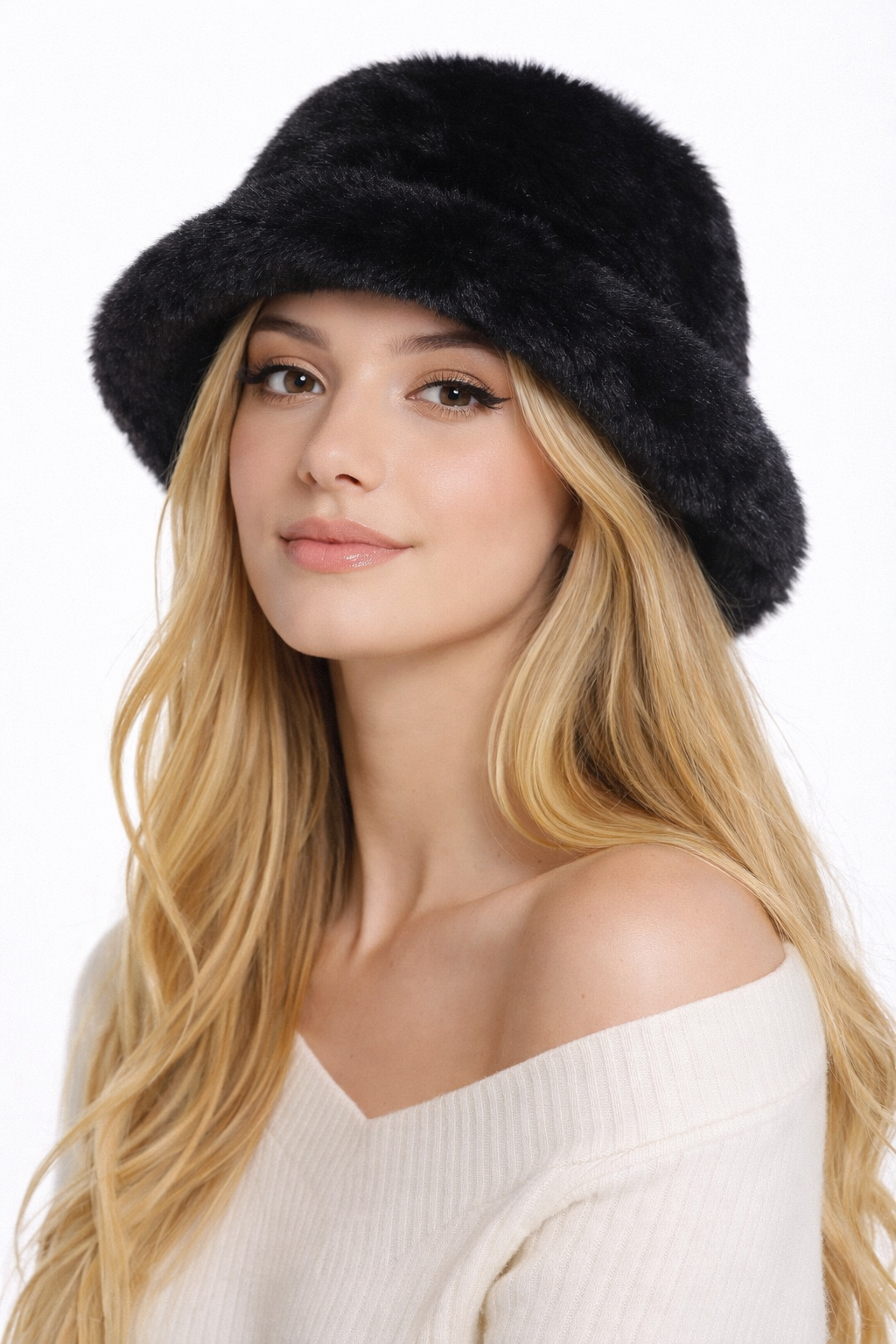 Γυναικείο Γούνινο Bucket Καπέλο από Τεχνητή Γούνα Τύπου Κουνελιού – One Size