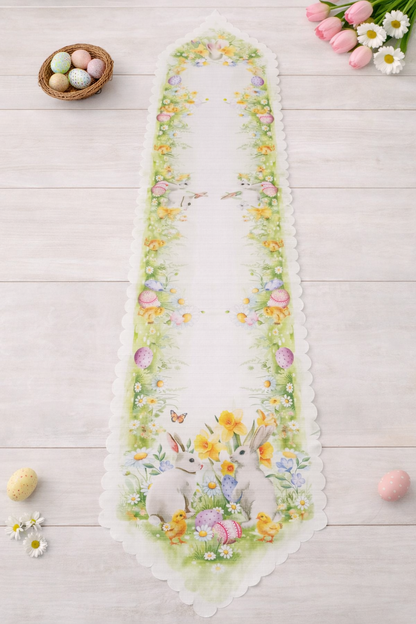 Πασχαλινό Καρέ 85x85 & Τραβέρσα 35x180 Λινό Αλέκιαστο – Πασχαλινή Διακόσμηση ΤραπεζιούlALL4MYHOME