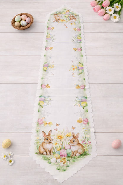 Πασχαλινό Καρέ 85x85 & Τραβέρσα 35x180 Λινό Αλέκιαστο – Πασχαλινή Διακόσμηση ΤραπεζιούlALL4MYHOME