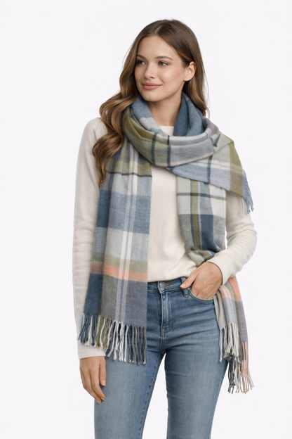 Γυναικείο Καρό Κασκόλ από Κασμίρ 200×70 εκ. – Ζεστό & Πολυτελές