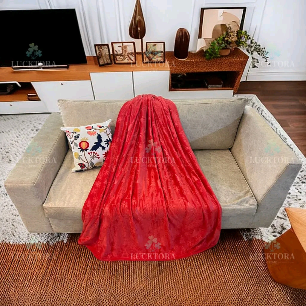 Υπέρδιπλη Μονόχρωμη Κουβέρτα Fleece με Ανάγλυφα Χριστουγεννιάτικα Σχέδια 220×240