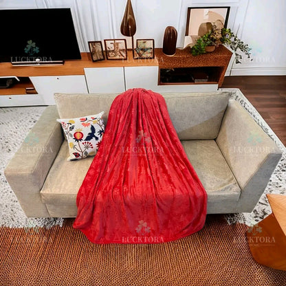 Υπέρδιπλη Μονόχρωμη Κουβέρτα Fleece με Ανάγλυφα Χριστουγεννιάτικα Σχέδια 220×240