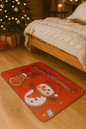 Χριστουγεννιάτικο Λαστιχένιο Πατάκι 60×40 cm – Merry Christmas με Χιονάνθρωπο, Άγιο Βασίλη & Γιορτινά Σχέδια